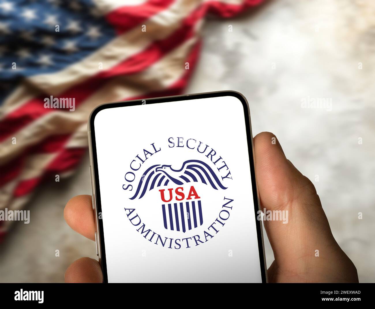 Social Security Administartion SSA wird auf dem Smartphone angezeigt Stockfoto