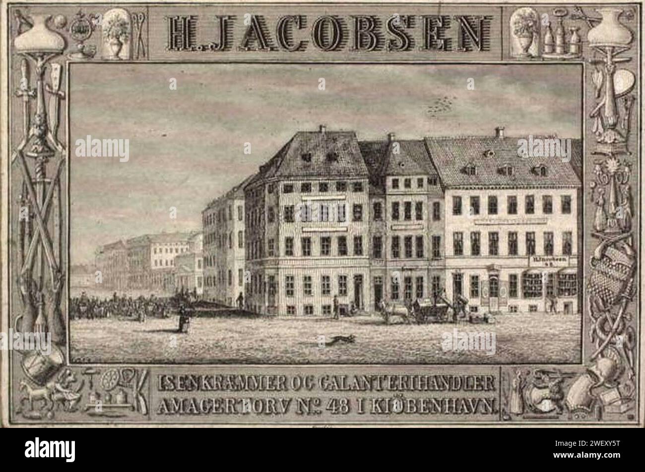 Amagertorv 5 med. H. Jacobsen Isenkræmmer og Galanterihandler (2). Stockfoto