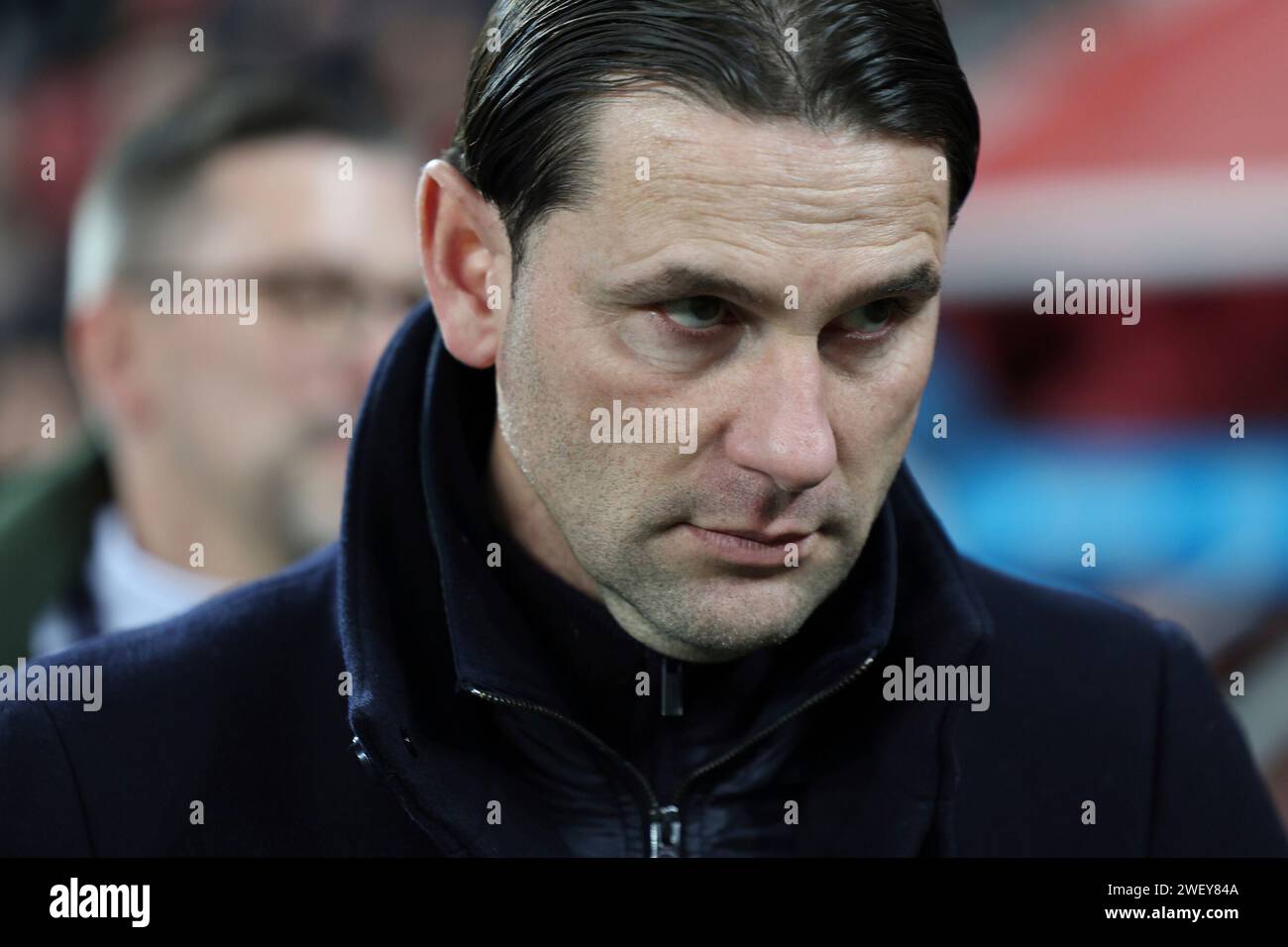 27.01.2024, BayArena, Leverkusen, DE, 1.FBL. Bayer 04 Leverkusen vs. Borussia Mönchengladbach, im Bild Gerardo Seoane Trainer/Headcoach (Gladbach) Foto © nordphoto GmbH/Meuter DFL-Vorschriften verbieten die Verwendung von Fotografien als Bildsequenzen und/oder Quasi-Video. Stockfoto