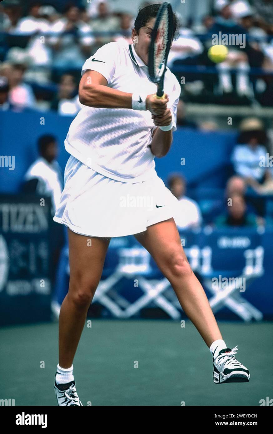 Monica Seles (USA) trat 1996 bei den US Open Tennis an. Stockfoto