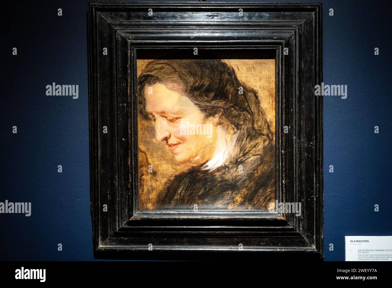Peter Paul Rubens Hauptstudie einer alten Frau mit Schleier während der Pressevorschau vor der Auktion auf Christie's in New York am 26. Januar 2024 Stockfoto