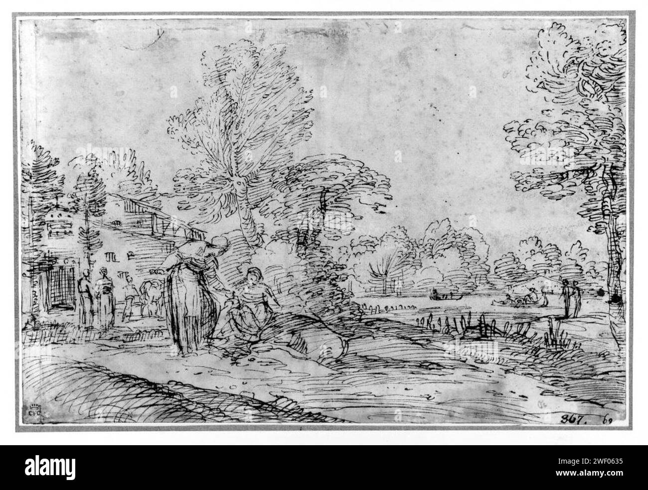 Annibale Carracci - Landschaft mit einem Bauernhof Stockfoto