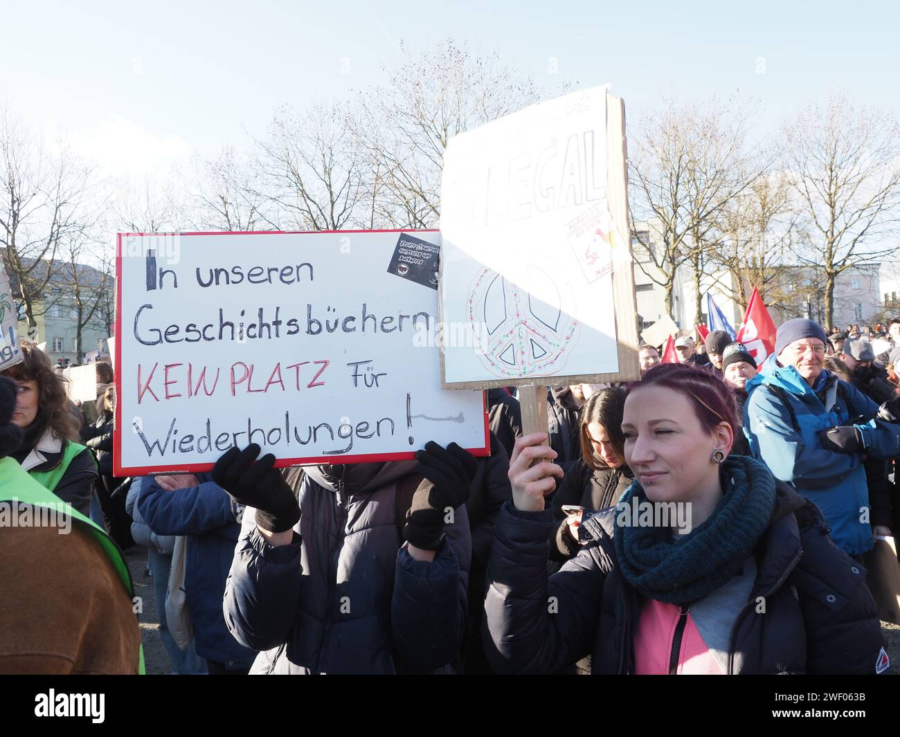 Jeden Tag gehen politisch aktive Bewohner des Landes gegen die Alternative für Deutschland und Rechtsextremismus auf die Straße. Auf Satu Stockfoto