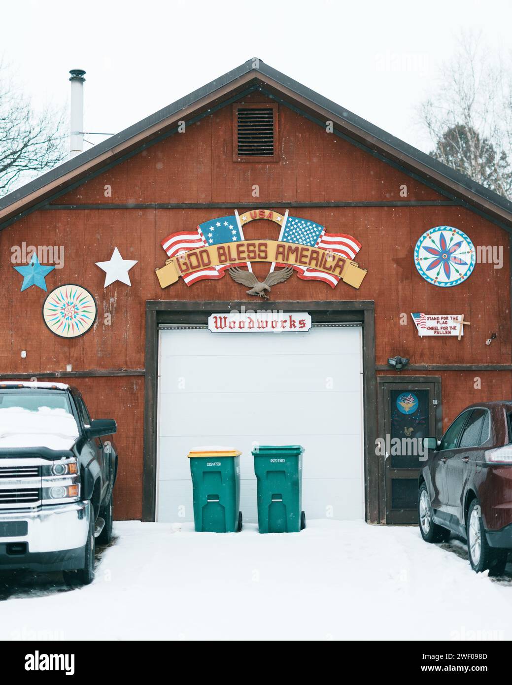 God Bless America Woodworks Vintage-Schild, in Strykersville, New York Stockfoto