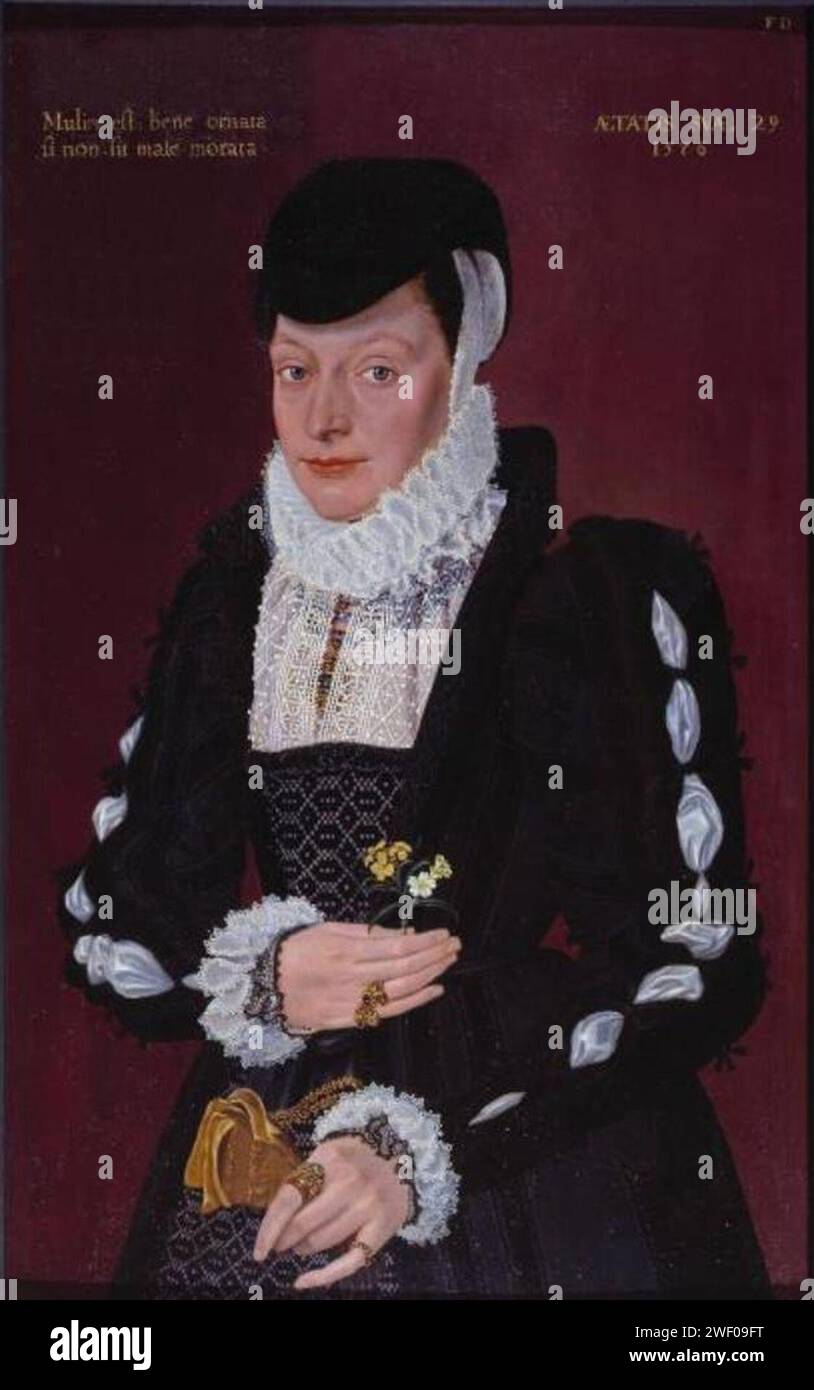 Anoniem Groot-Brittannië 1576 gedateerd - Portret van een dame - N04811 Stockfoto
