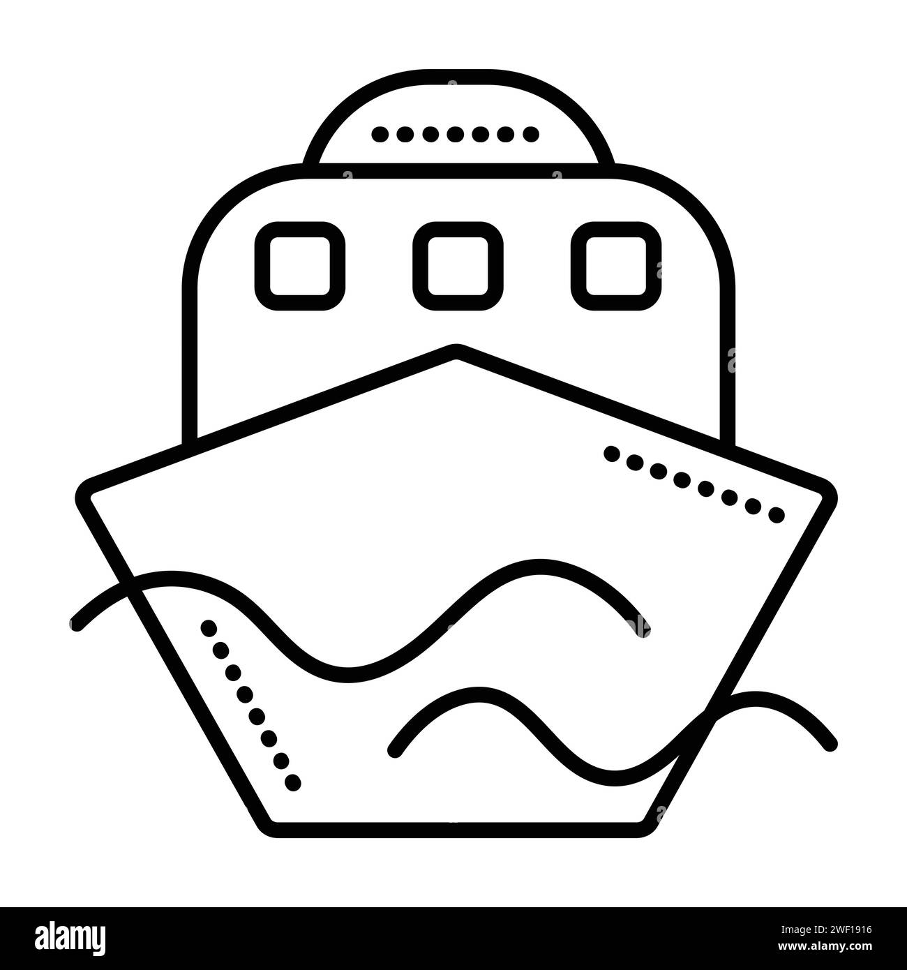 Einzelne große Schiff schwarze Linie Vektor Symbol, Kreuzfahrtschiff Piktogramm, Lieferung per Seetransport, große Boot Angeln Stock Vektor