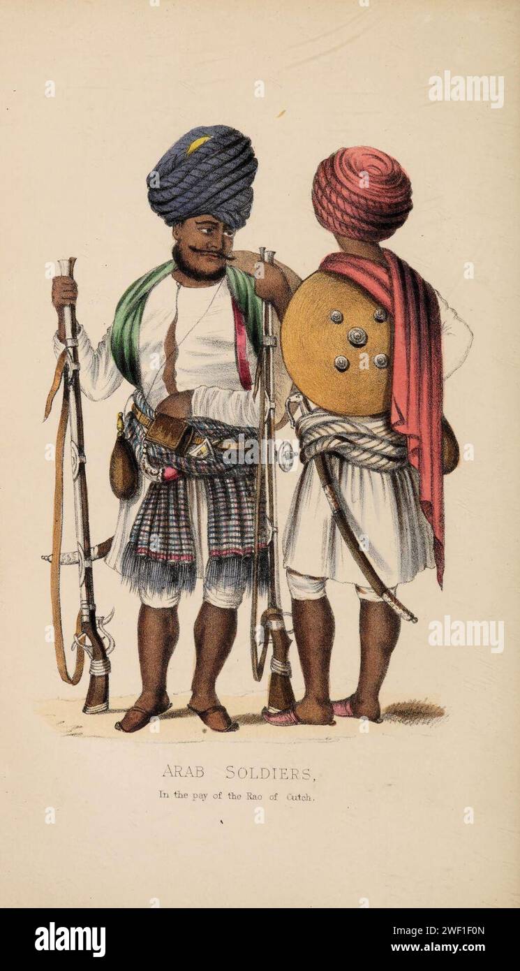 Arabische Soldaten, die vom Rao von Cutch beschäftigt wurden. 01. Stockfoto