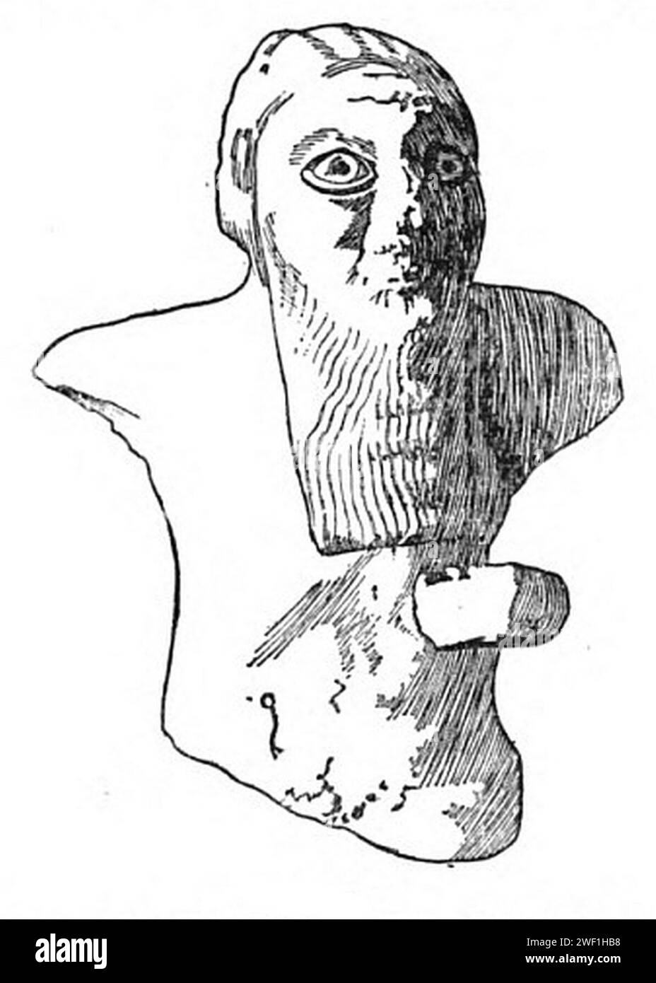 Archaische mesopotamische Statue eines Oranten aus der Zeit um 2700 v. Chr., die von Eschpum, Gouverneur de Susa und Vasall des Königs von Akkad, Manishtusu (2275-2260 v. Chr.), der elamischen Göttin Narundi geweiht wurde. Gefunden in Susa. Stockfoto