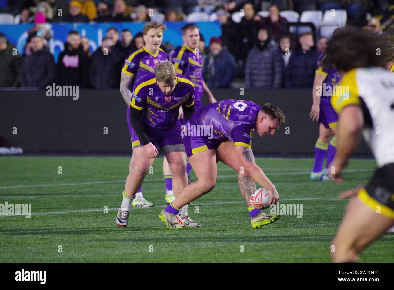 Newcastle upon Tyne, 27. Januar 2024. Action aus dem Spiel zwischen Newcastle Thunder und York Knights im ab Sundecks 1895 Cup Match im Kingston Park. Quelle: Colin Edwards Stockfoto