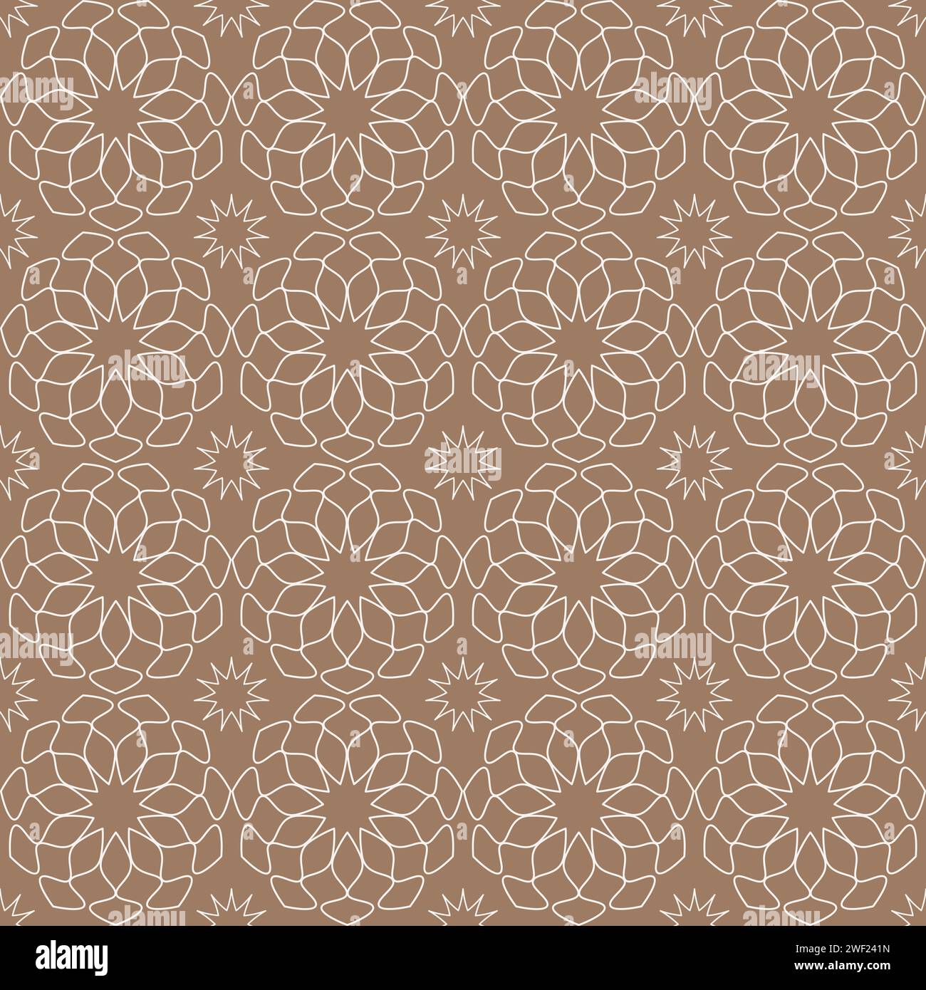 Linie Blumen nahtloser Hintergrund. Kaleidoskop-Muster Mosaische Vektorillustration isoliert Stock Vektor