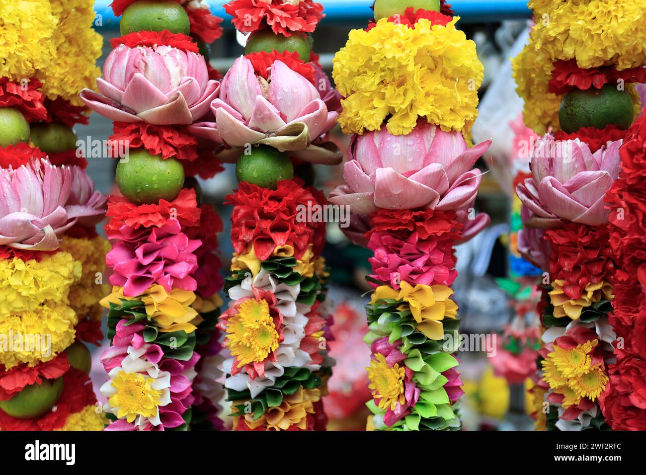 Blumengirlande für Songkran Festival, Thailand. Stockfoto