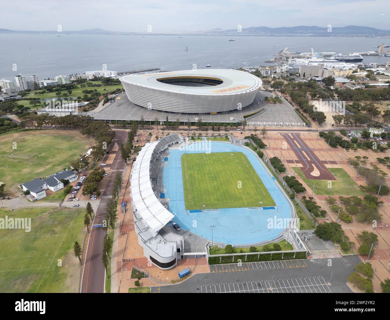 Green Point Stadium und Cape Town Stadium oder DHL Stadium, Green Point, Kapstadt, Südafrika Stockfoto