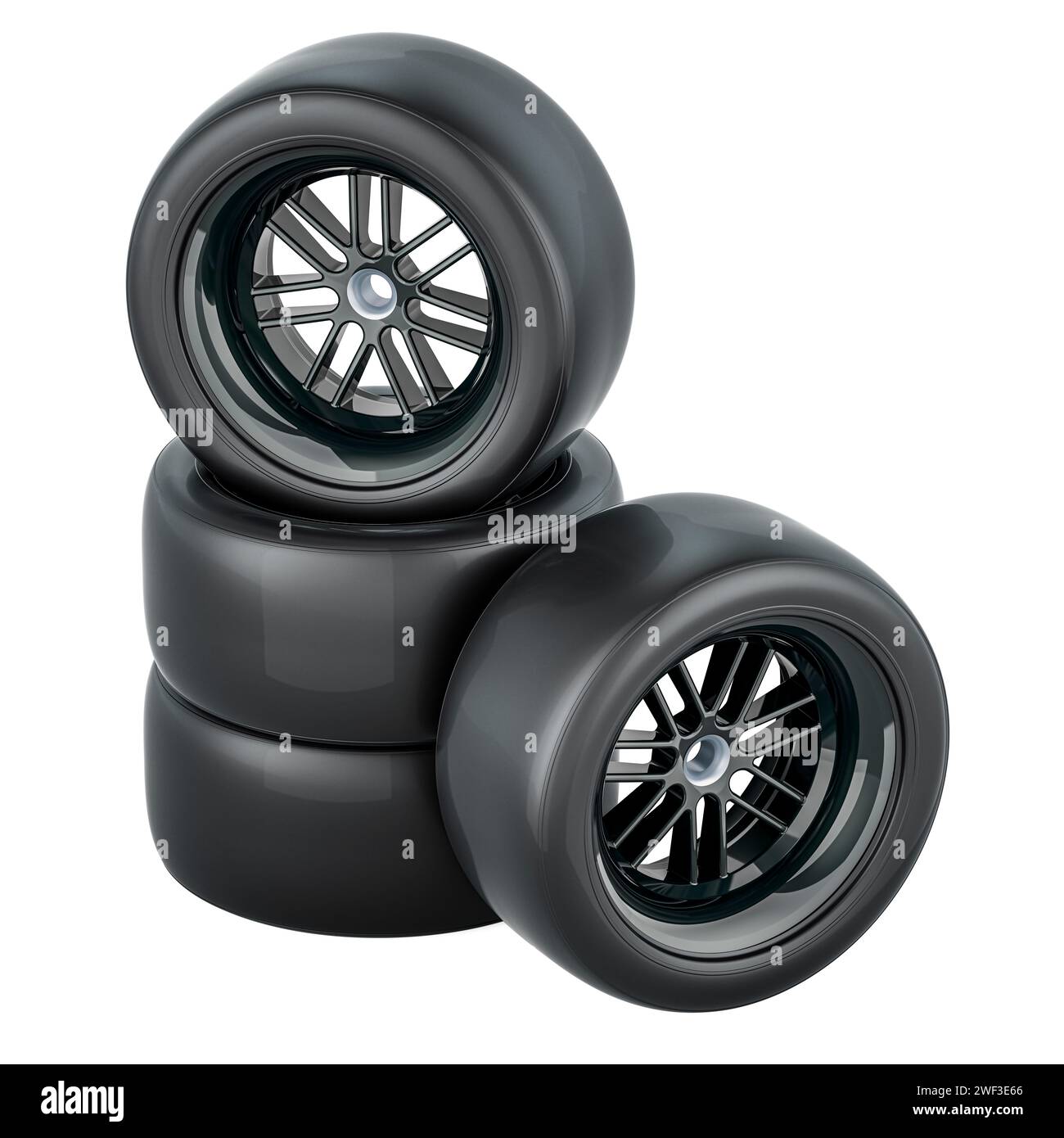 Sporträder mit Slick-Reifen. 3D-Rendering isoliert auf weißem Hintergrund Stockfoto