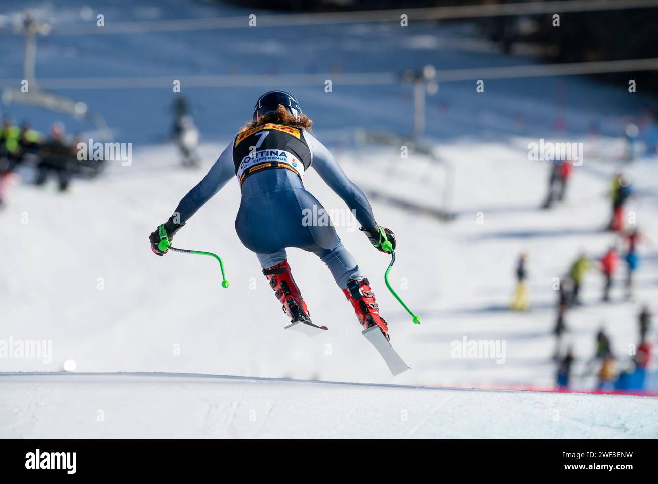 Cortina d’Ampezzo, Italien 28. Januar 2024. GOGGIA Sofia (Ita) tritt beim Audi FIS Alpinski World Cup Frauen Super-G Rennen auf der Olympia-Strecke im Dolomitengebirge an. Quelle: MAURO DALLA POZZA/Alamy Live News Stockfoto