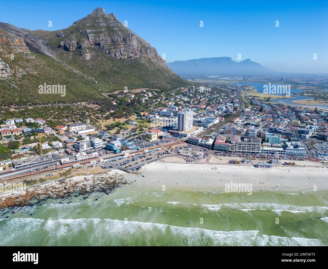 Muizenberg Beach, Muizenberg, Kapstadt, Südafrika Stockfoto