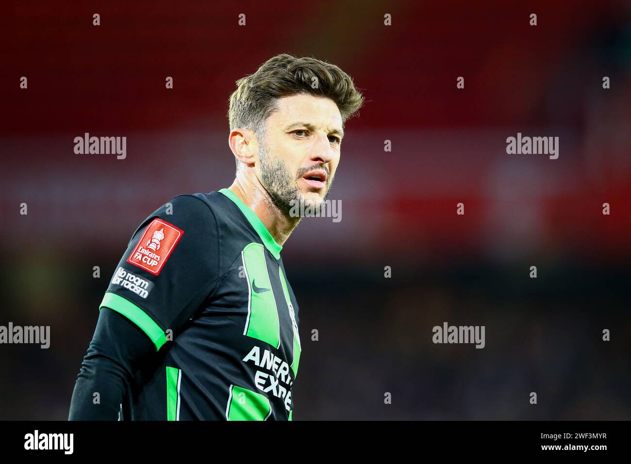 Bramall Lane, Sheffield, England - 27. Januar 2024 Adam Lallana (14) aus Brighton & Hove Albion - während des Spiels Sheffield United gegen Brighton, Emirates FA Cup, 2023/24, Bramall Lane, Sheffield, England - 27. Januar 2024 Credit: Arthur Haigh/WhiteRosePhotos/Alamy Live News Stockfoto