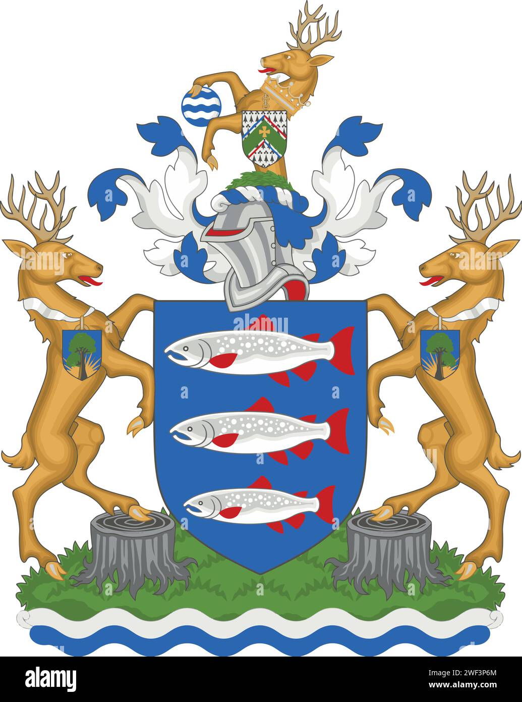 Offizielle Wappenvektorillustration des englischen Verwaltungsbezirks des ROYAL BOROUGH OF KINGSTON UPON THAMES, LONDON Stock Vektor