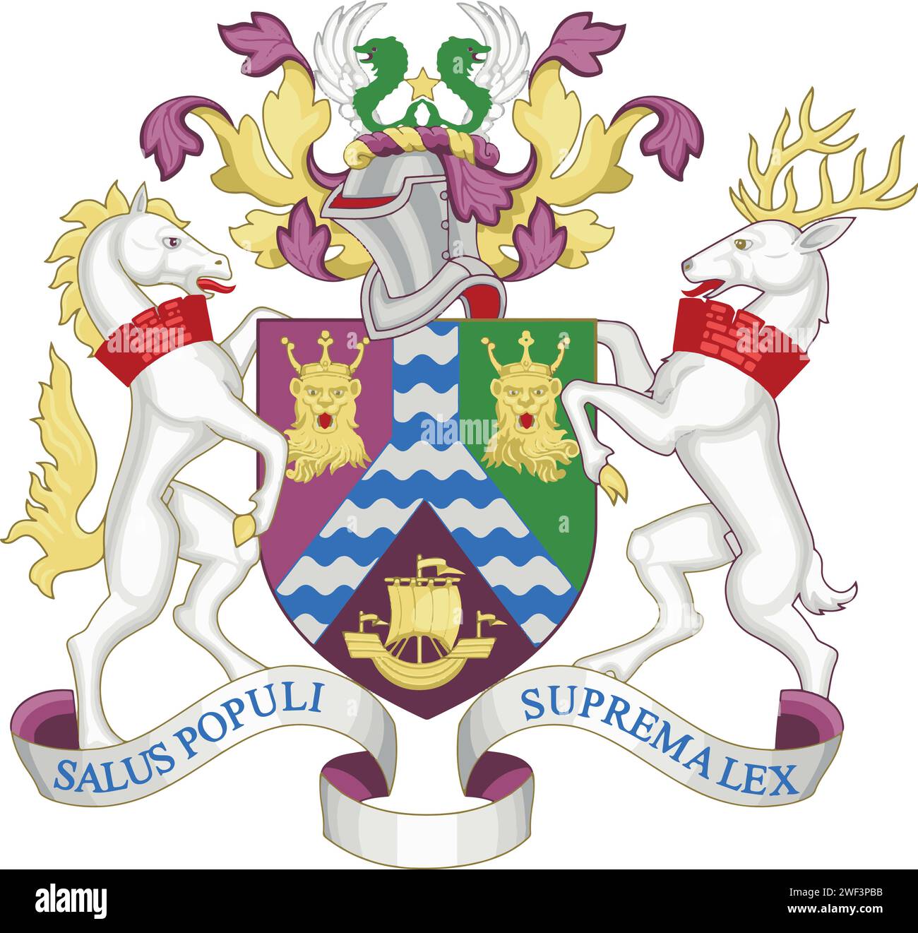 Offizielle Wappenvektorgrafik des englischen Verwaltungsbezirks des BOROUGH OF LEWISHAM, LONDON Stock Vektor