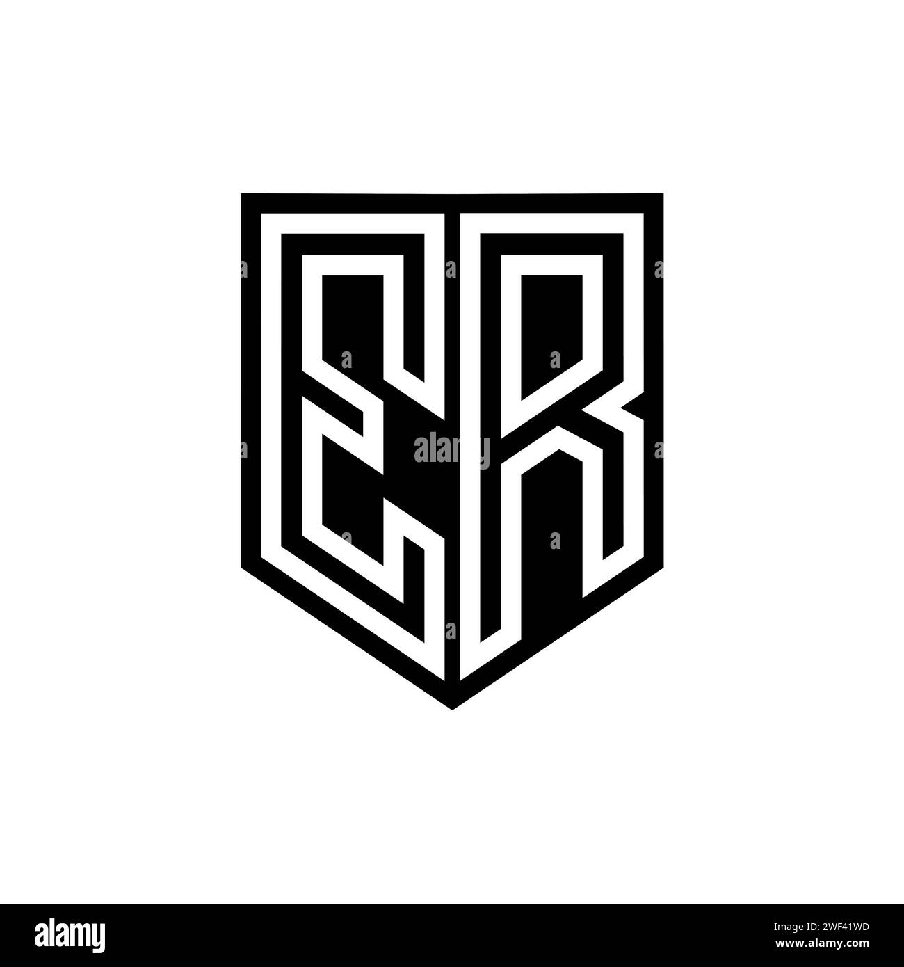 ER Letter Logo-Monogramm-Schild geometrische Linie innerhalb des Schildes Design-Template Stockfoto
