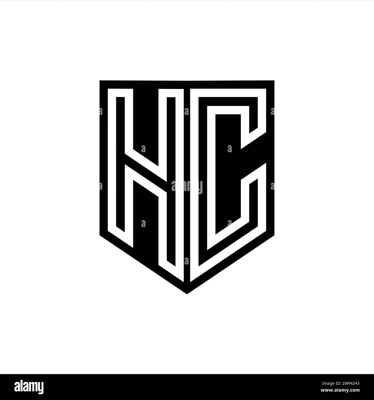 HC Letter Logo-Monogramm-Schild geometrische Linie innerhalb der Abschirmung Design-Vorlage Stockfoto