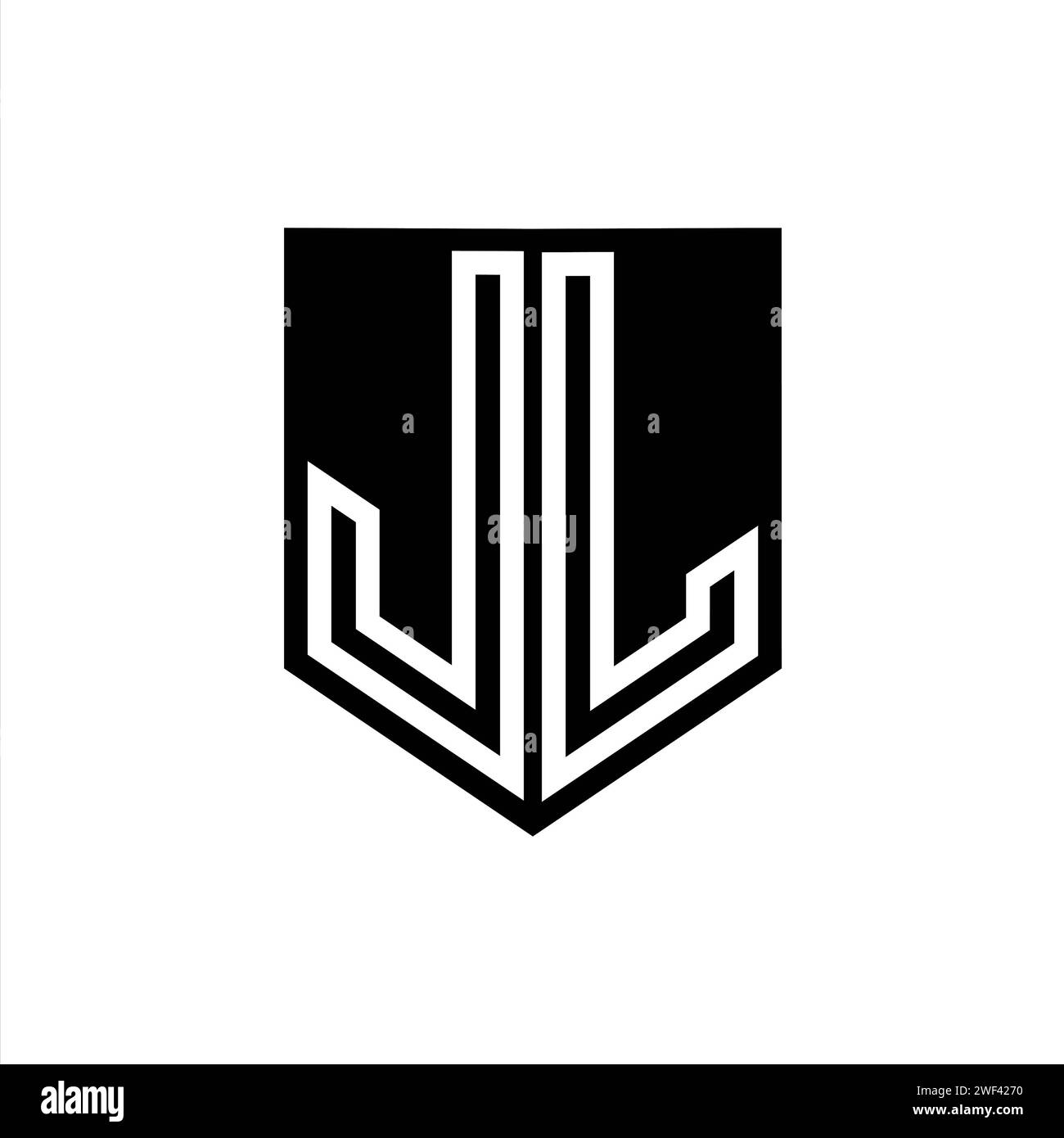 JL Letter Logo-Monogramm-Schild geometrische Linie innerhalb des Schirmes Design-Vorlage Stockfoto