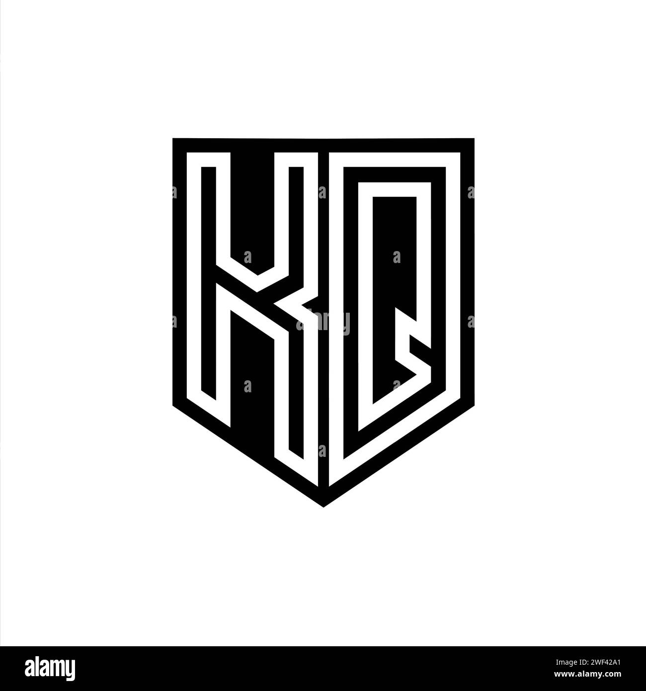 KQ Letter Logo Monogramm Schild geometrische Linie innerhalb Schild Design Vorlage Stockfoto