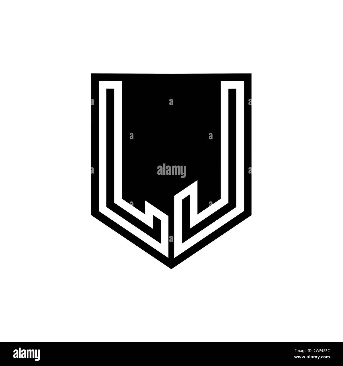 LJ Letter Logo-Monogramm-Schild geometrische Linie innerhalb des Schirmes Design-Vorlage Stockfoto