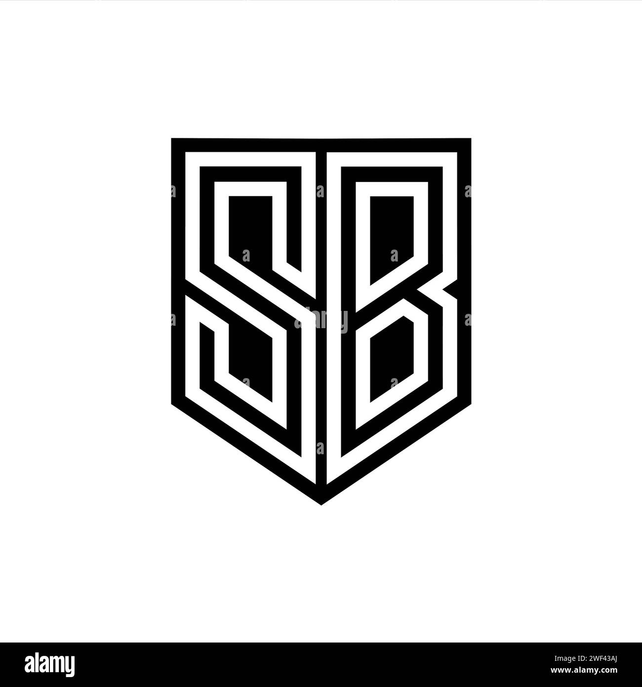 SB Letter Logo-Monogramm-Schild geometrische Linie innerhalb der Abschirmung Design-Vorlage Stockfoto