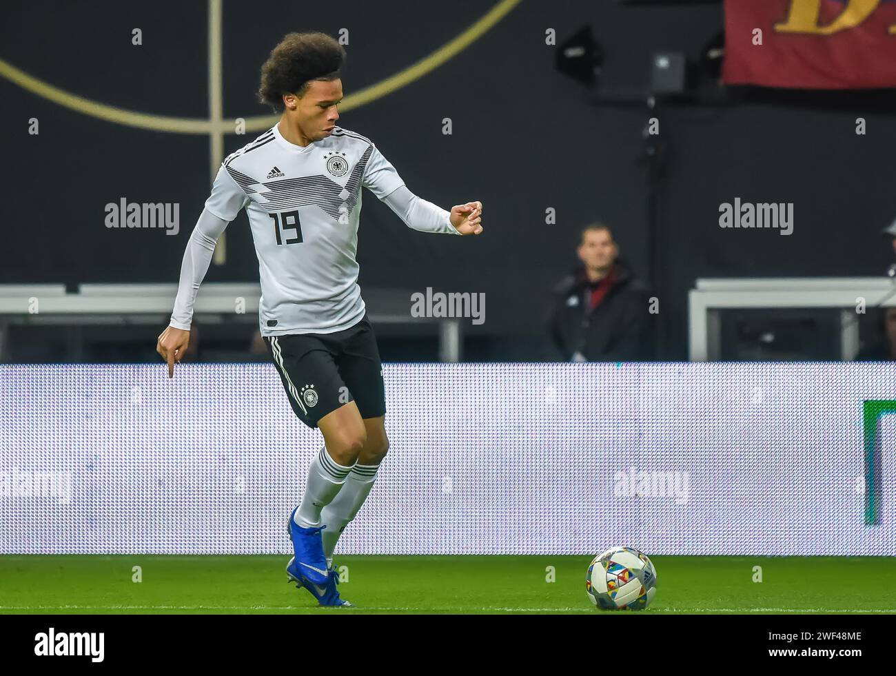 Leipzig, Deutschland – 15. November 2018. Deutsche Fußballnationalmannschaft Flügelspieler Leroy Sane während des Freundschaftsspiels Deutschland gegen Russland in Leipzig (3-0) Stockfoto