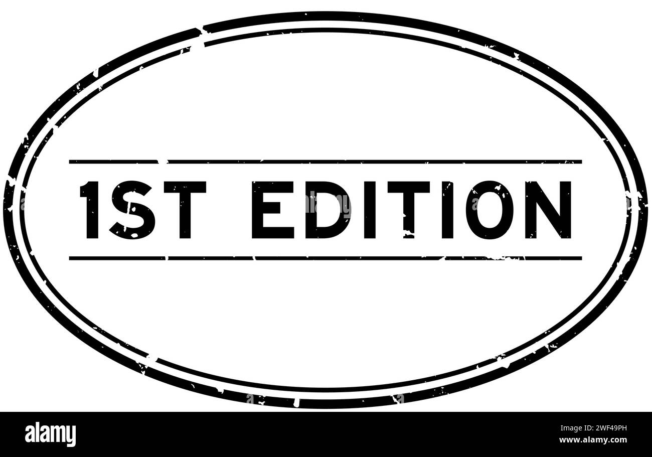 Grunge schwarzer 1. Ausgabe Wort ovaler Gummisiegelstempel auf weißem Hintergrund Stock Vektor