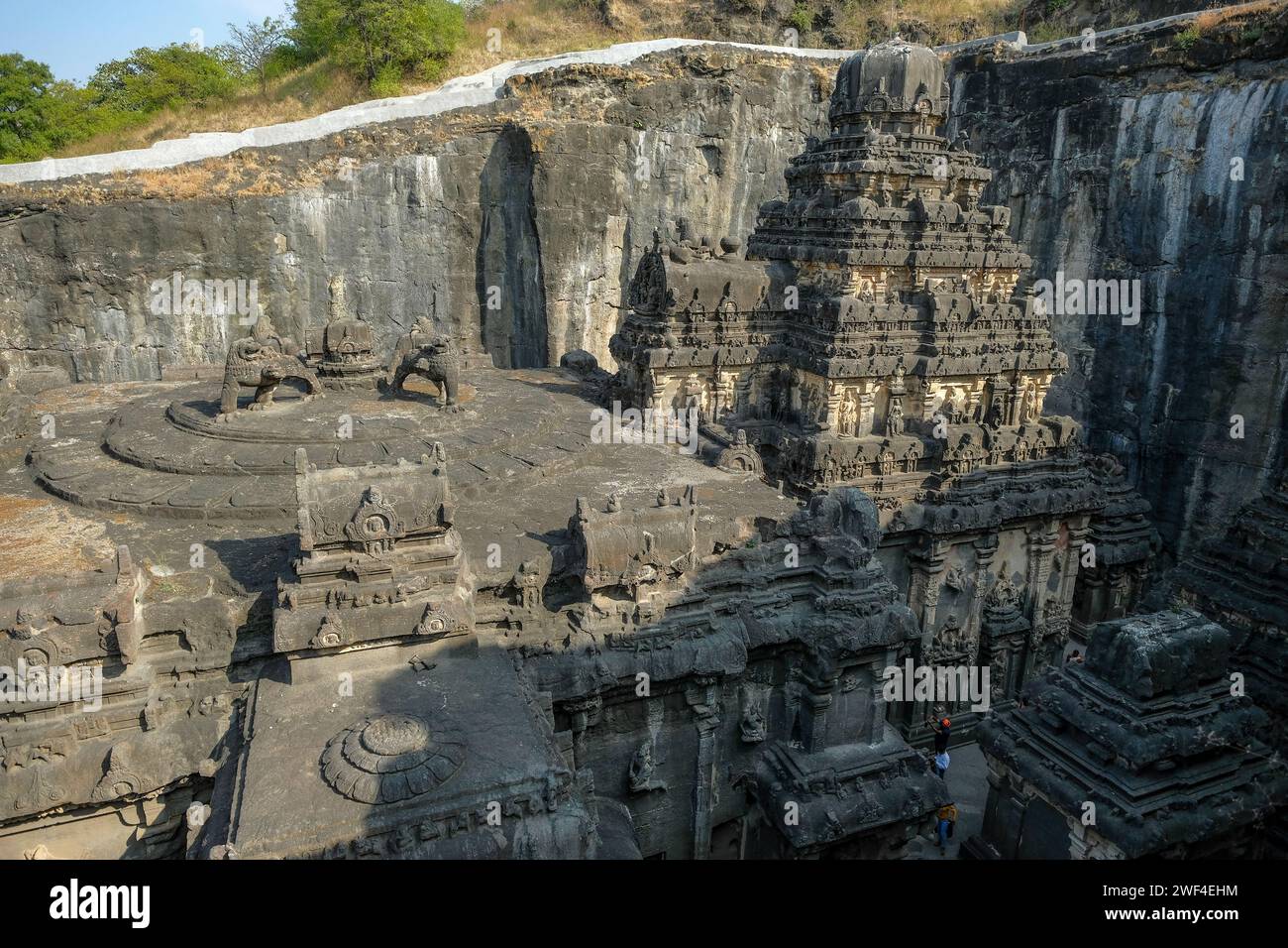 Ellora, Indien - 22. Januar 2024: Kailasa Tempel im Ellora Caves Complex im Aurangabad District von Maharashtra, Indien. Stockfoto