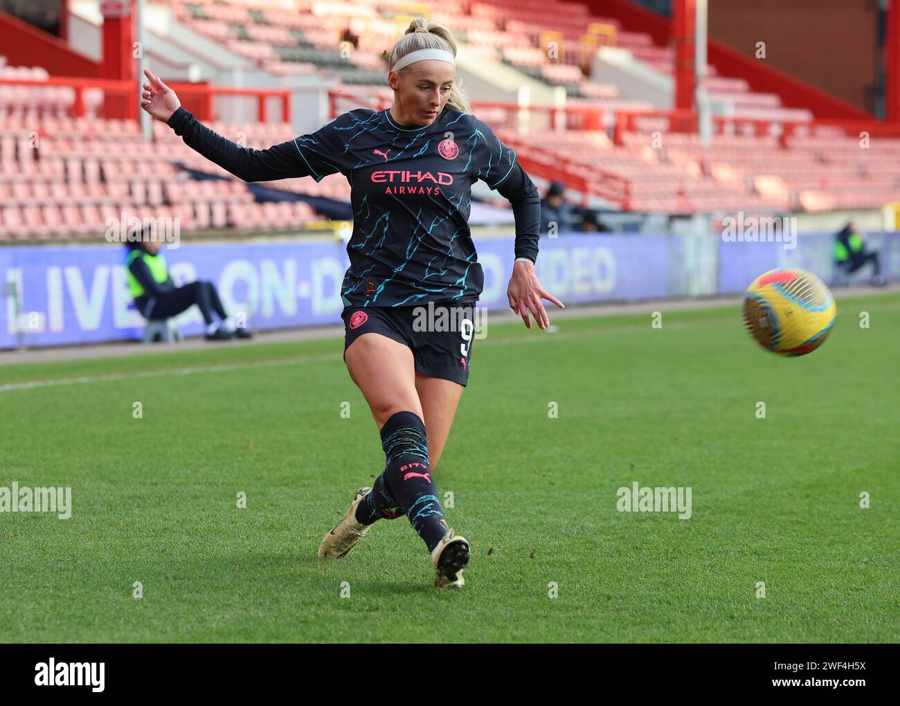 London, Großbritannien. Januar 2024. LONDON, ENGLAND: Chloe Kelly vom Manchester City WFC im Barclays FA Women's Super League Fußballspiel zwischen Tottenham Hotspur Women und Manchester City Women im Breyer Group Stadium am 28. Januar 2024 in London. Quelle: Action Foto Sport/Alamy Live News Stockfoto