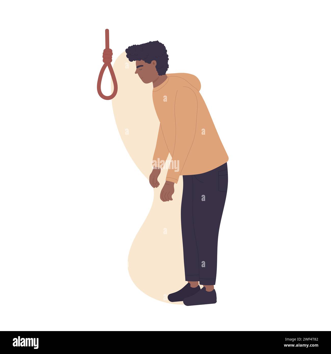 Depression und Suizidgedanken. Psychische Probleme, Selbstmordversuche Comic-Vektor-Illustration Stock Vektor