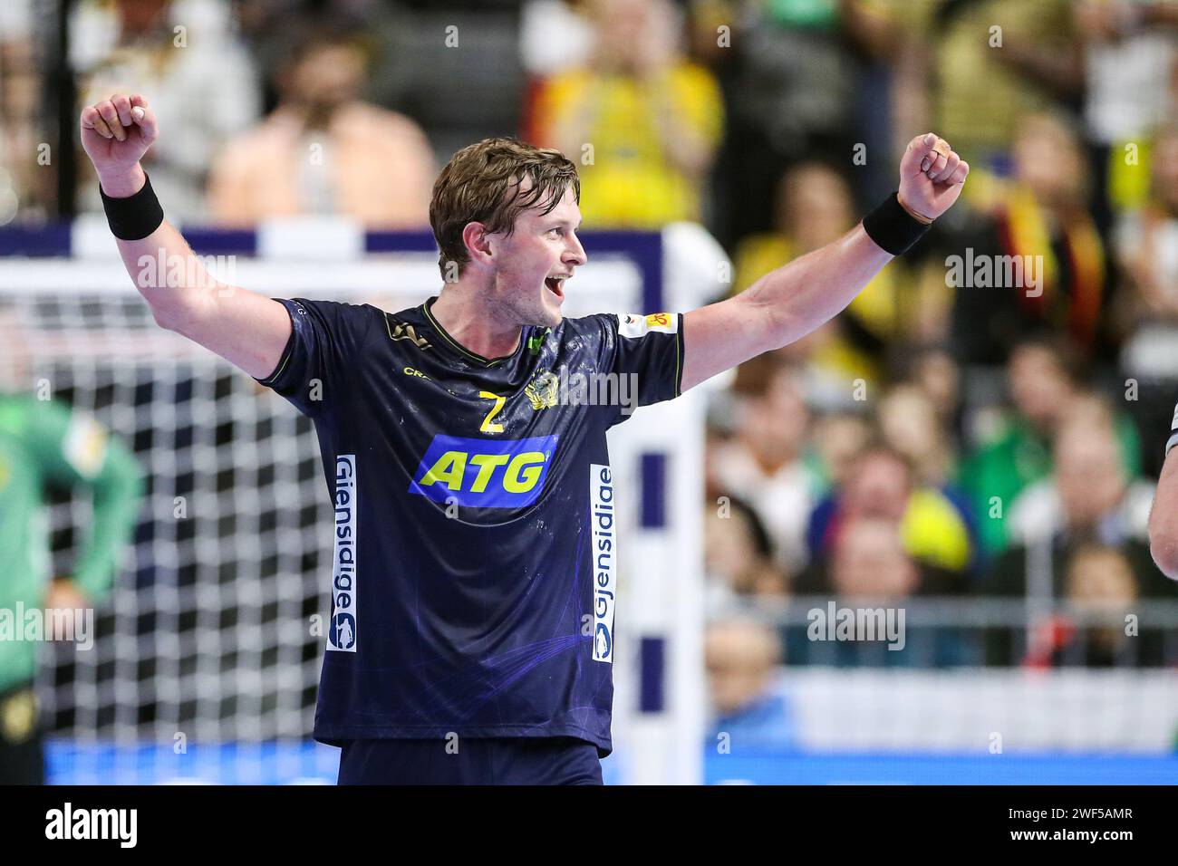 Carlsbogard Jonathan während der EHF Männer EURO 2024 dritter Platz Handballspiel zwischen Schweden und Deutschland in Köln. Januar 2024. Foto: Sanjin Strukic/PIXSELL Credit: Pixsell/Alamy Live News Stockfoto