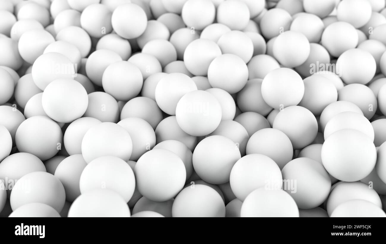 Weiße Kugeln. 3D-Abbildung. Stockfoto