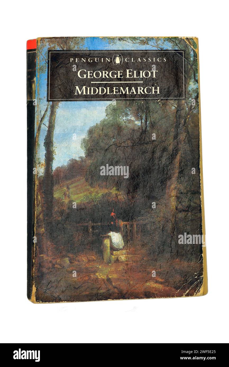 Middlemarch von George Eliot (Mary Anne Evans). Bucheinband auf hellem/weißem Hintergrund. Stockfoto