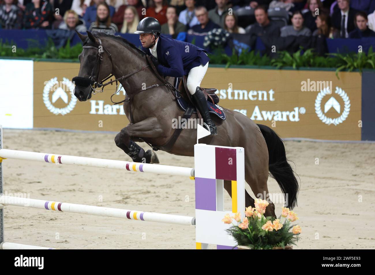 Amsterdam, Niederlande. Januar 2024. AMSTERDAM, NIEDERLANDE - 28. JANUAR: PIM Mulder (NED) Dunaghmore beim Springen Amsterdam 2024 Harry Wouters van den Oudenweijer Trophy in der Amsterdam RAI. Foto von Gerard Spaans/Orange-Pictures Credit: Orange Pics BV/Alamy Live News Stockfoto