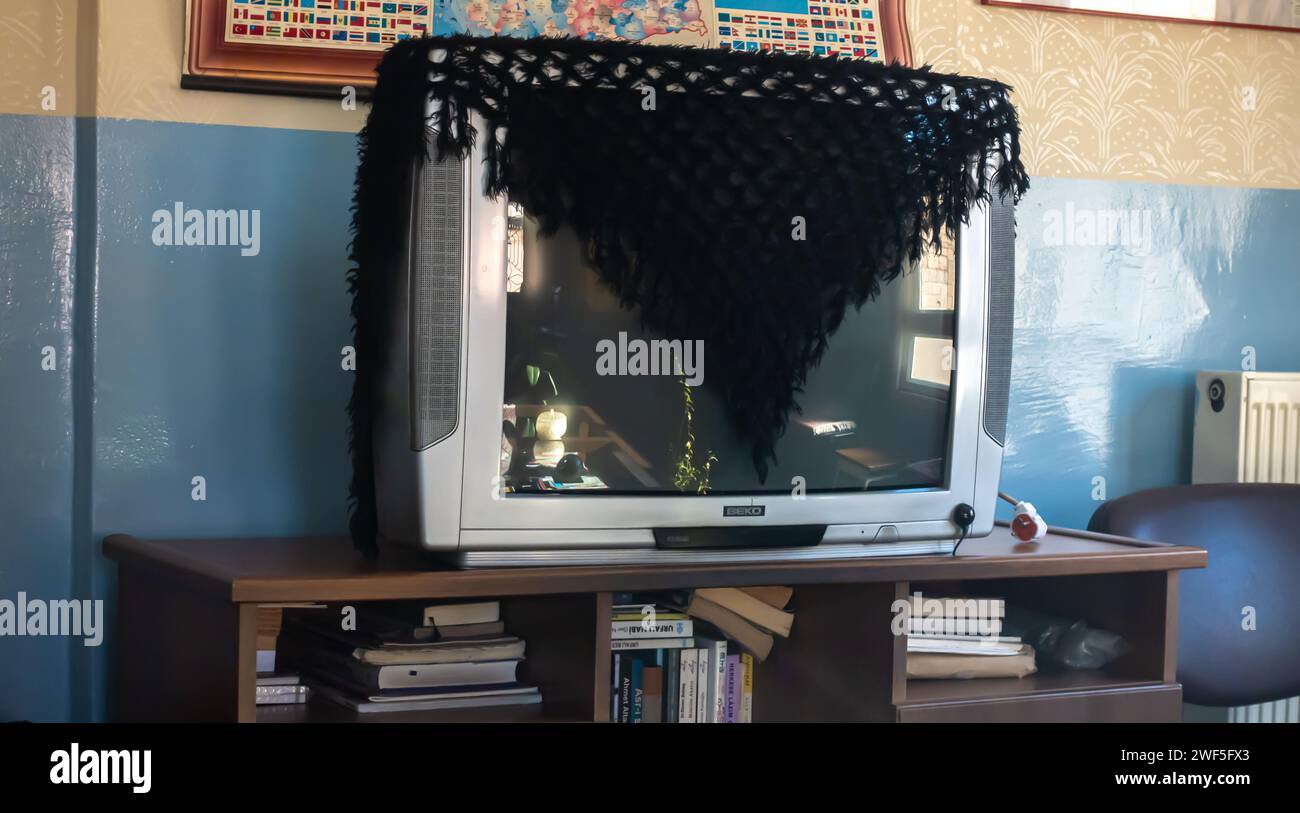 BEKO türkischer Fernseher in einem Hotel-Lounge-Zimmer, Sanliurfa Türkei Stockfoto