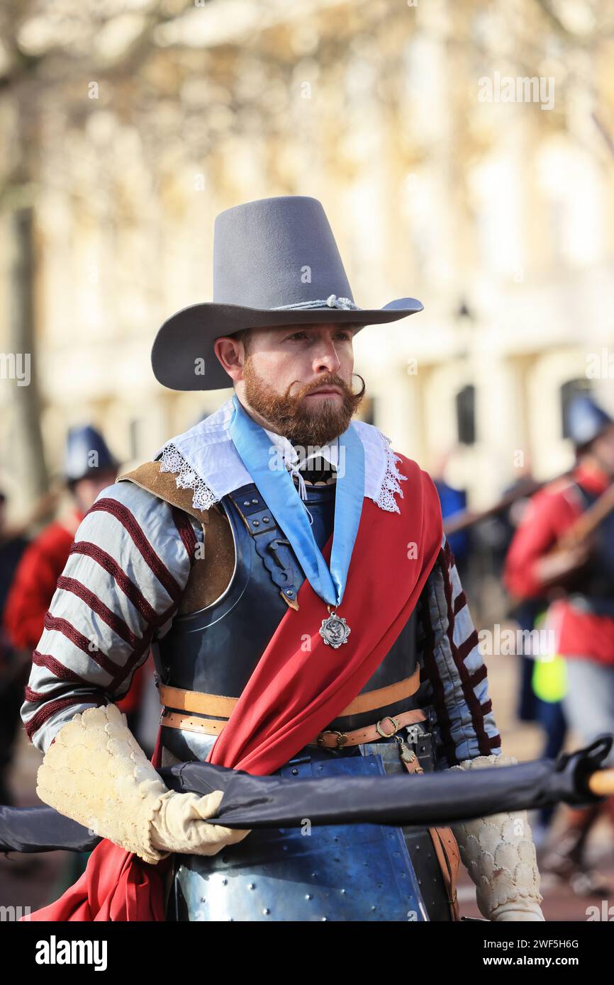 Die englische Bürgerkriegsgesellschaft nahm an ihrem jährlichen marsch auf der Mall Teil, um an Könige Karl I. zu erinnern, der am 30. Januar 1649 in Großbritannien zum Märtyrer wurde Stockfoto