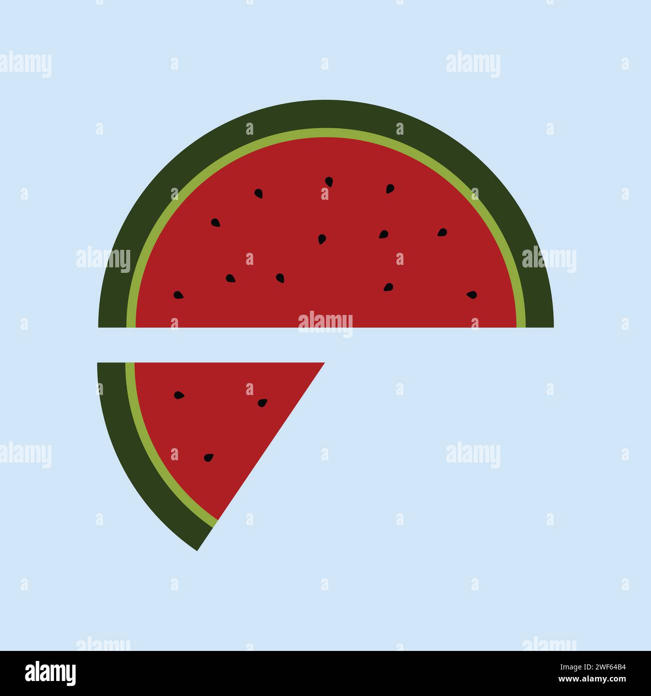 Flache Wassermelone Frucht Vektor Icon Illustration Stock Vektor