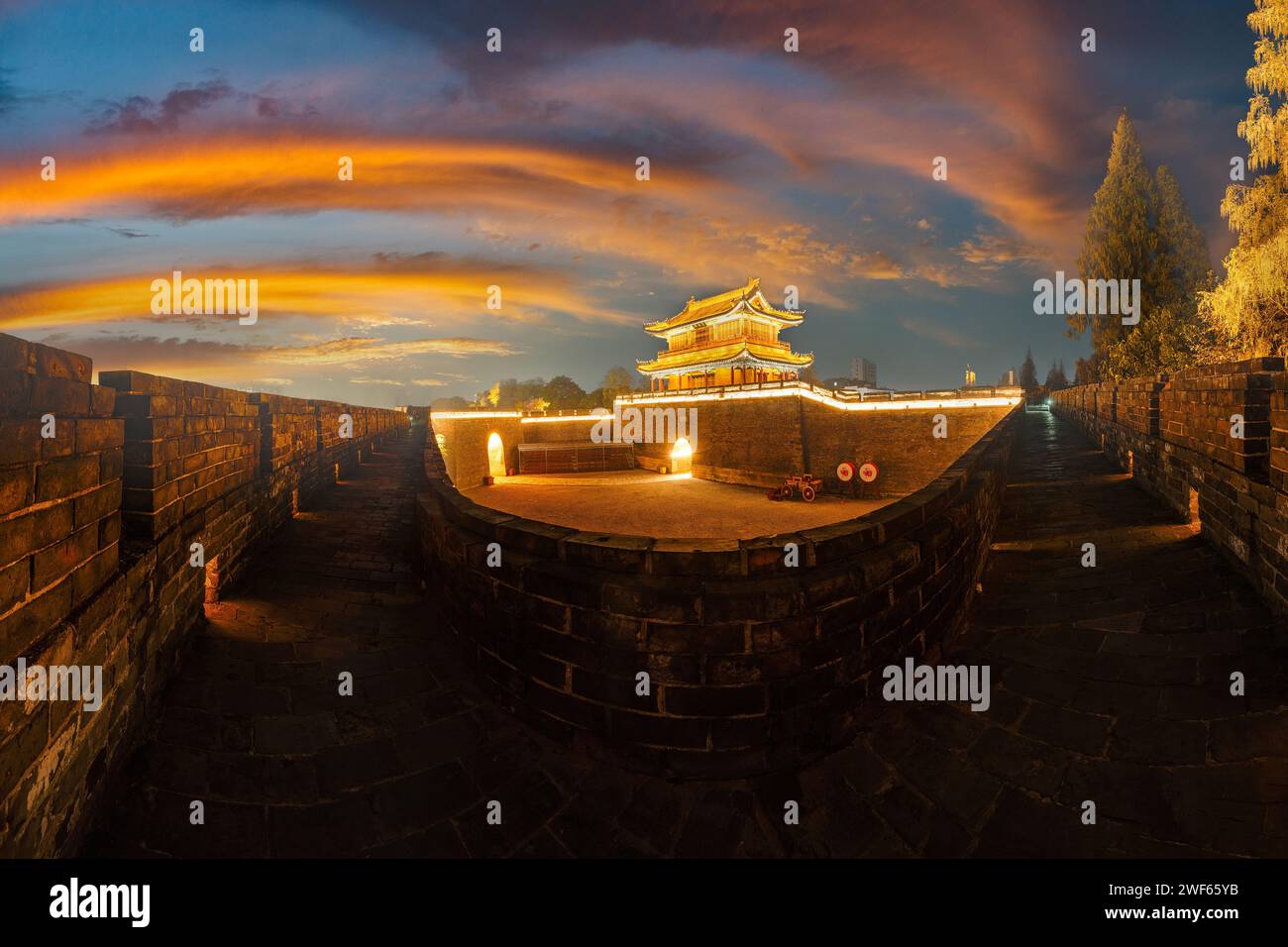 Die alte Stadtmauer von Jingzhou, Provinz Hubei Stockfoto