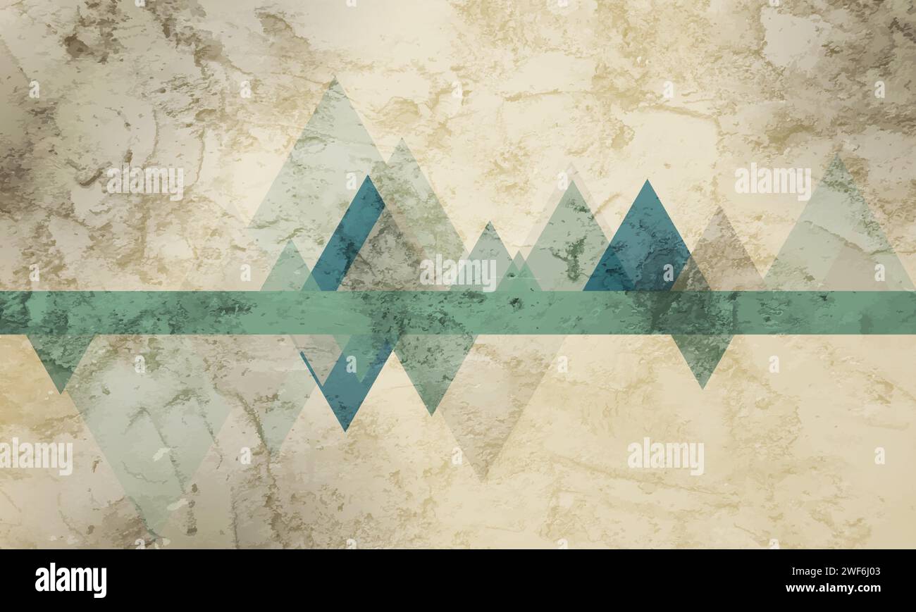 Grunge Retro-Tech-Hintergrund mit geometrischen Dreiecken. Abstraktes Vektorgrafik-Design Stock Vektor