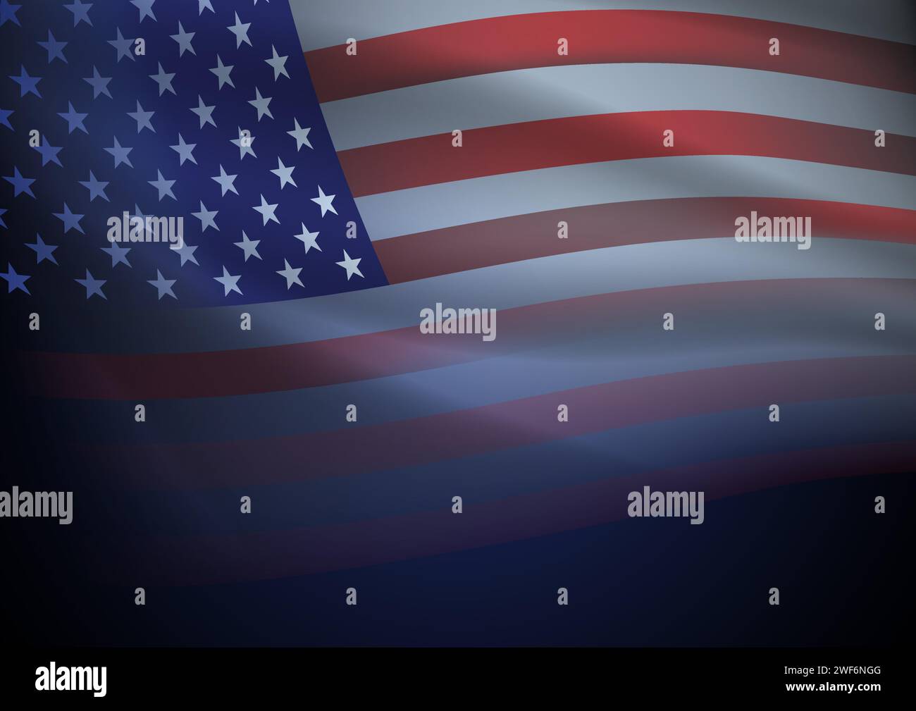 Flagge der Vereinigten Staaten von Amerika auf dunklem Hintergrund mit Leerraum für Text, Vektorillustration Stock Vektor