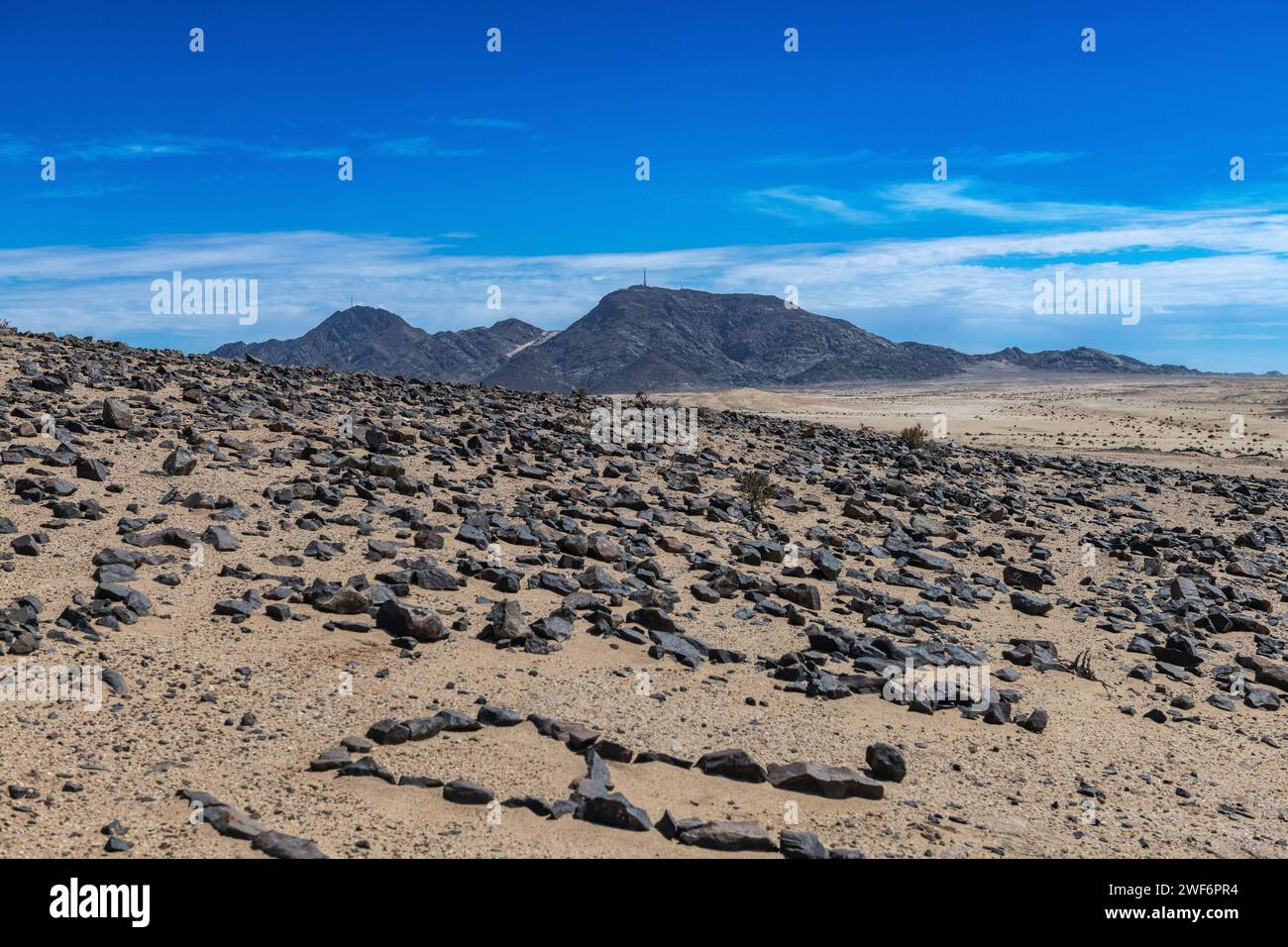 Die beeindruckende Mondlandschaft in der Nähe von Swakopmund, Namibia Stockfoto