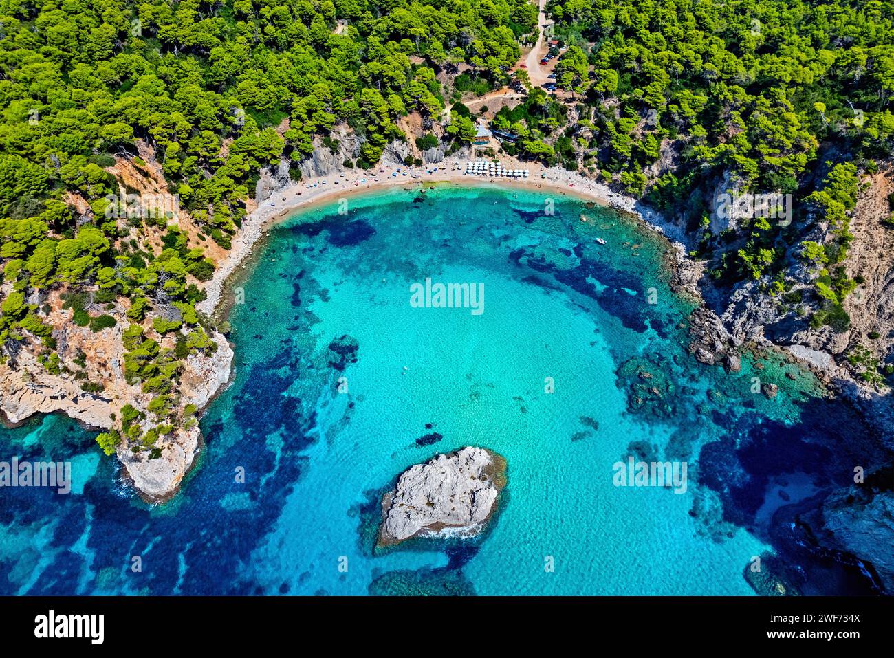 Strand Alonaki Fanariou, Gemeinde Parga, Preveza, Epirus, Griechenland. Stockfoto
