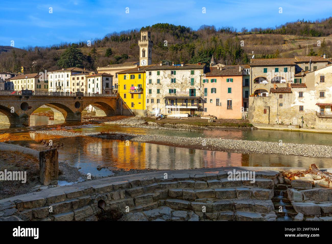 Die Altstadt von Santa Sofia in der Emilia-Romagna, Italien. Stockfoto