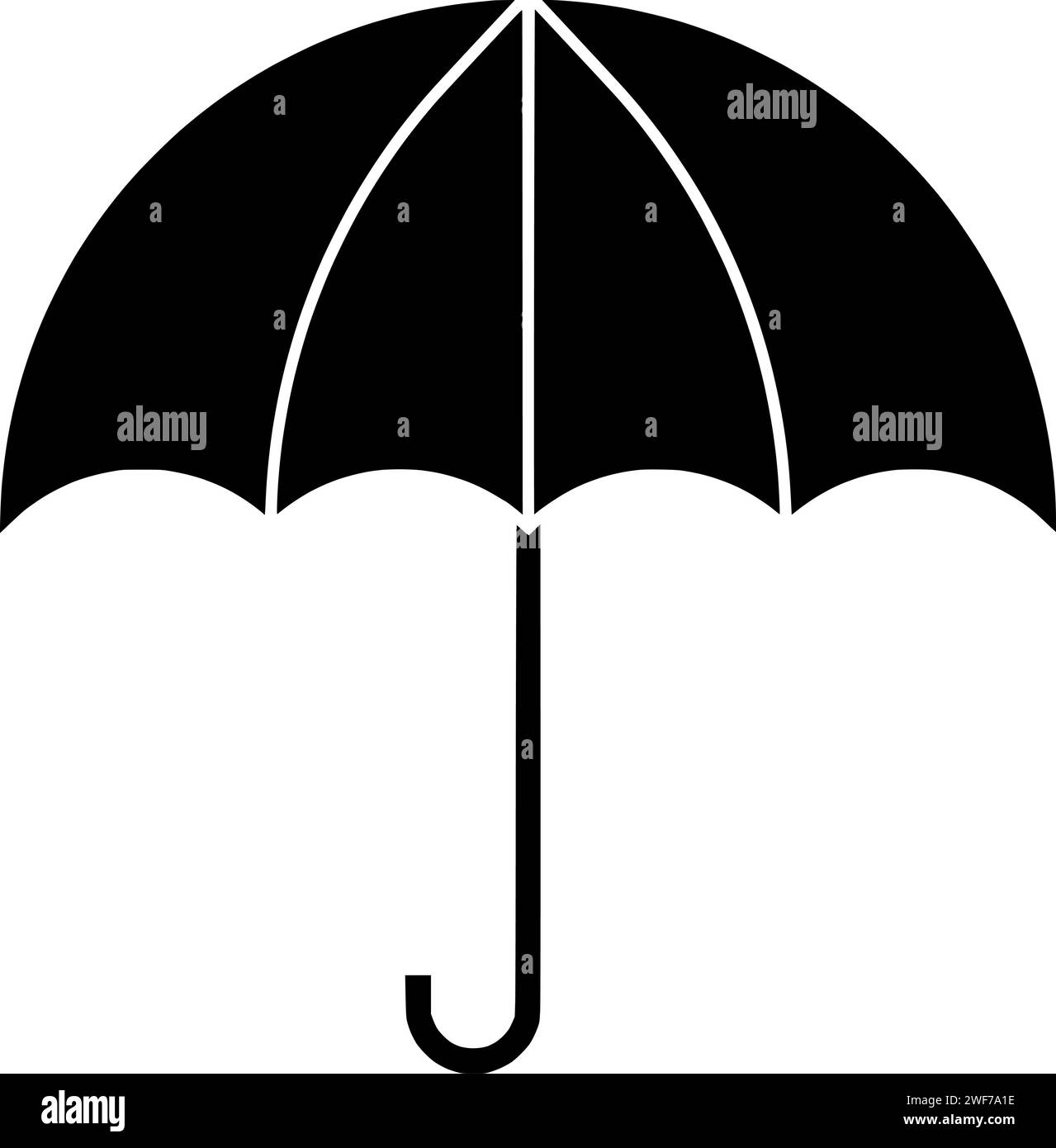 Regenschirm Illustration Schutz Silhouette Schirm Logo Saison-Icon Wetterkontur offener Regengriff Schutz Wasser Herbst Regenzubehör Meteorologie Form Sonnenschirm Trockenversicherung Stock Vektor