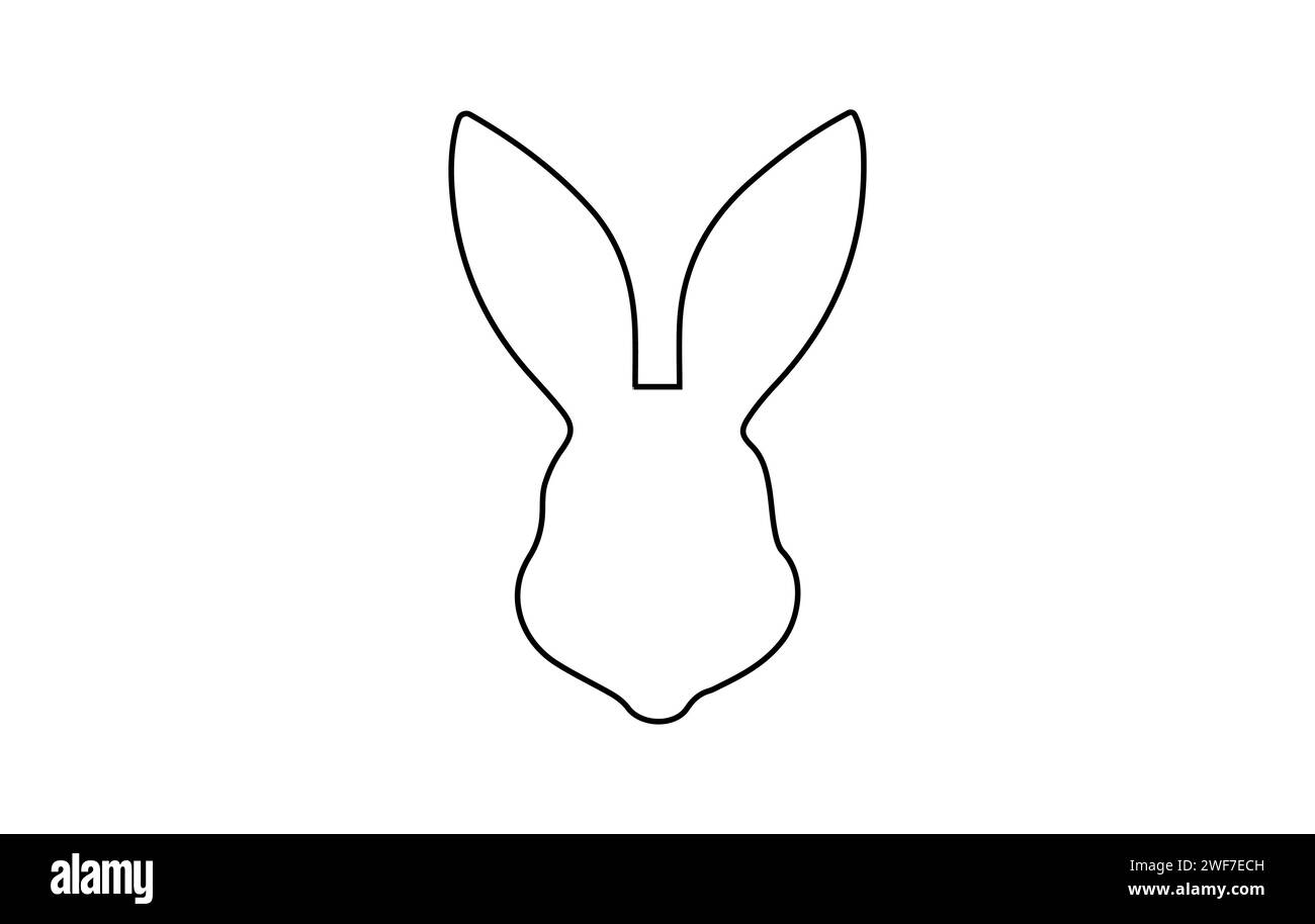 Kaninchenkopf-Kontur. Osterhase. Isoliert auf weißem Hintergrund. Ein
