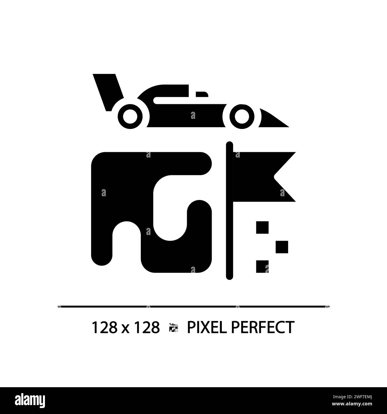 Grand prix Formel-1-Rennsymbole mit schwarzer Glyphe Stock Vektor