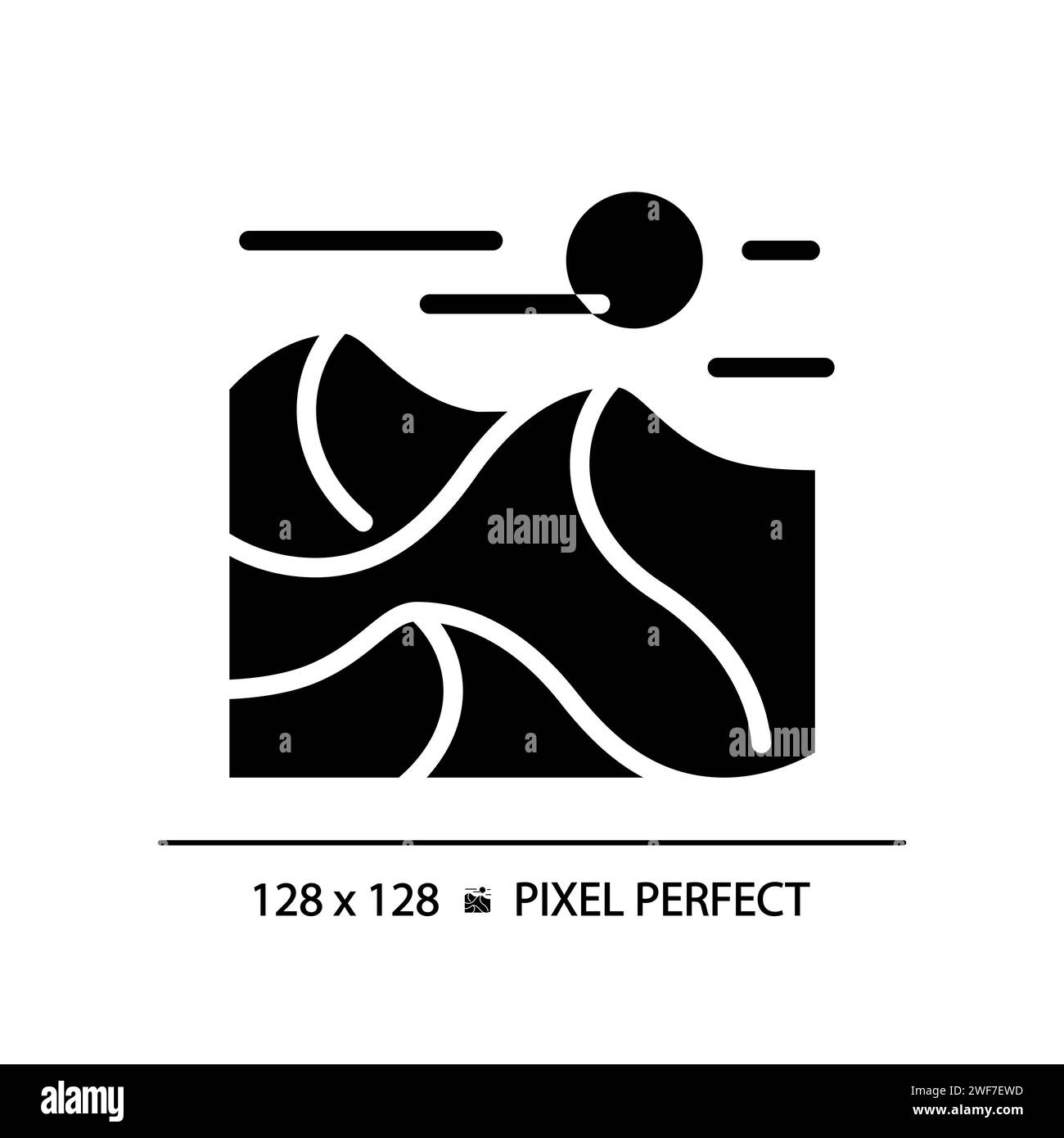 Rote Wüste romantische Tourismus-Symbol mit schwarzer Glyphe Stock Vektor